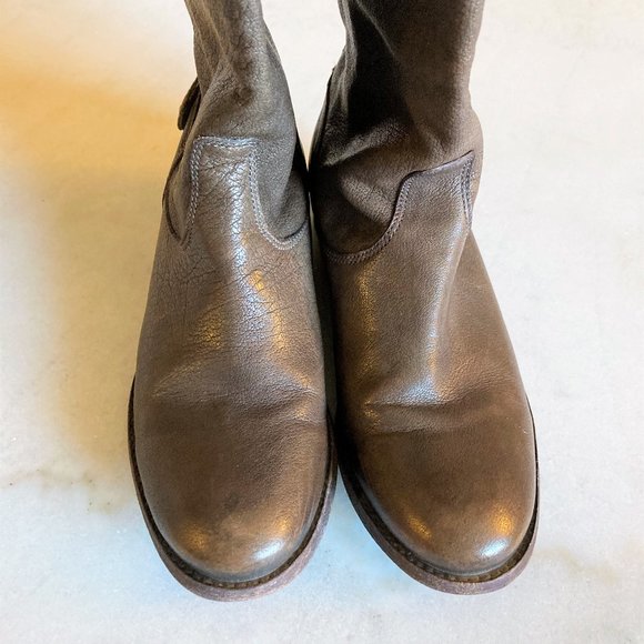 Frye Melissa tall leather boot with back zipper flat / low heel brown equestrian - Picture 8 of 14